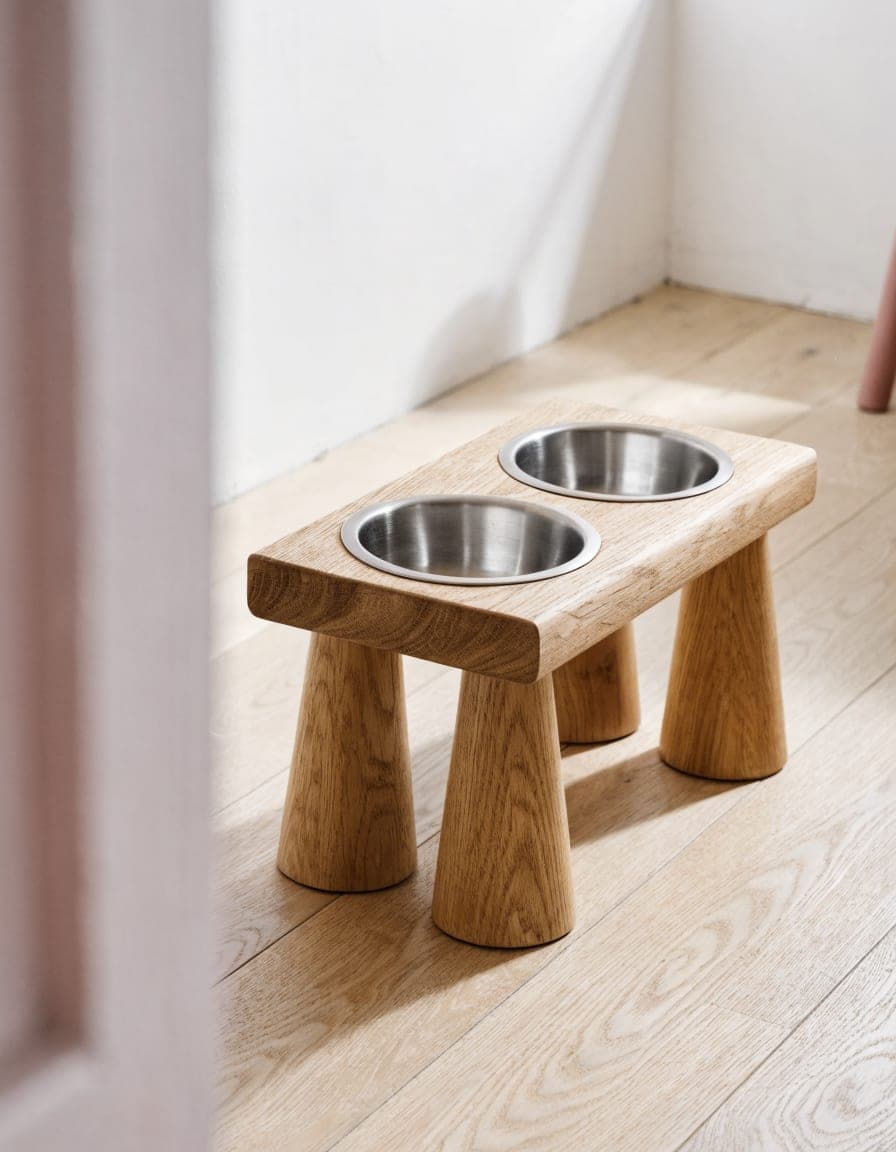 Raised Oak Bowl Stand