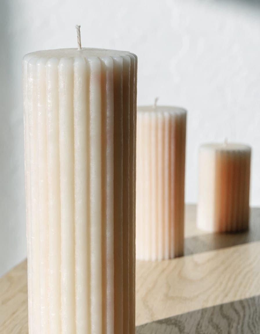 Ribbed Pillar Candles, view 2