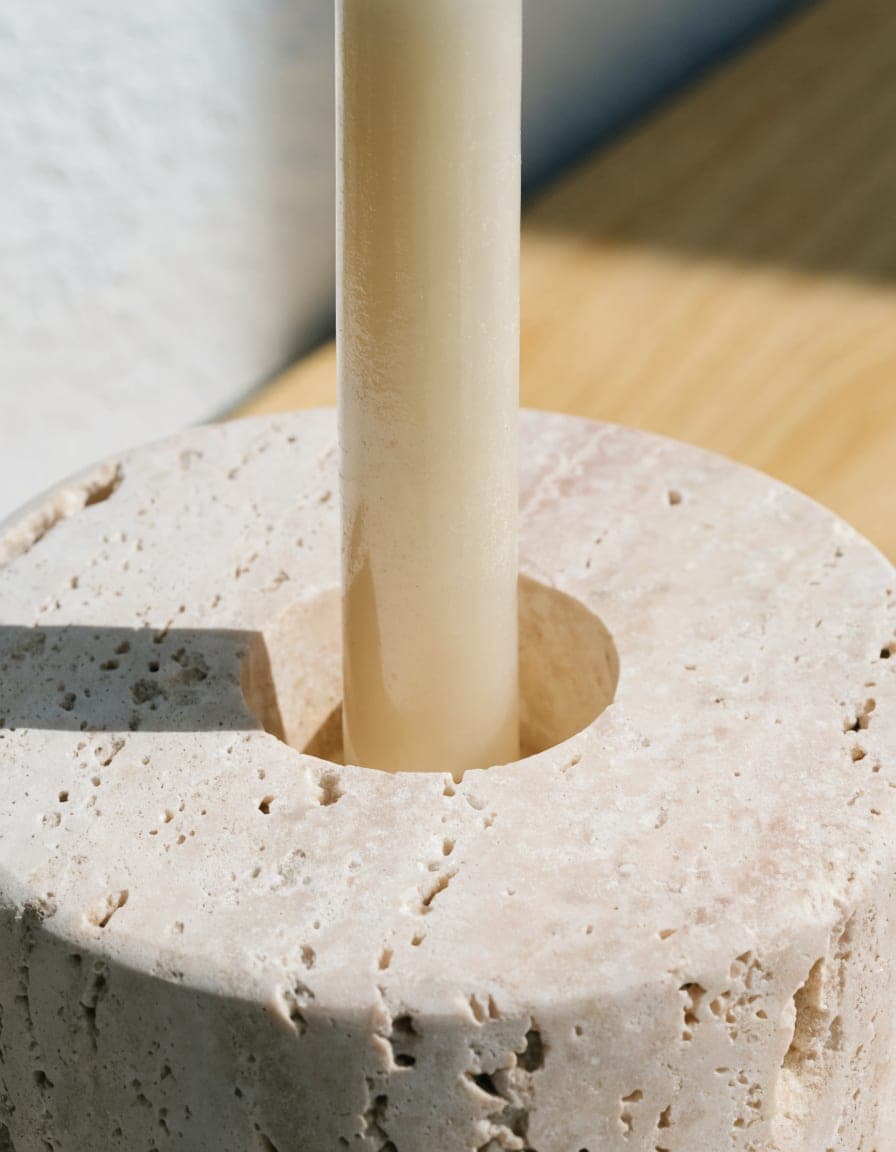 Travertine Candle Holder, view 2