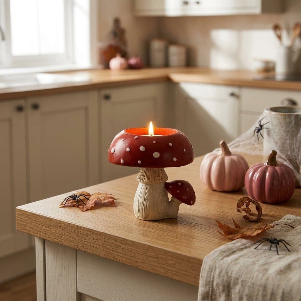 Mushroom tealight holder, view 2