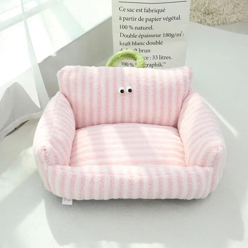 Pet sofa bed, Pink stripe, Small (55 x 45cm)
