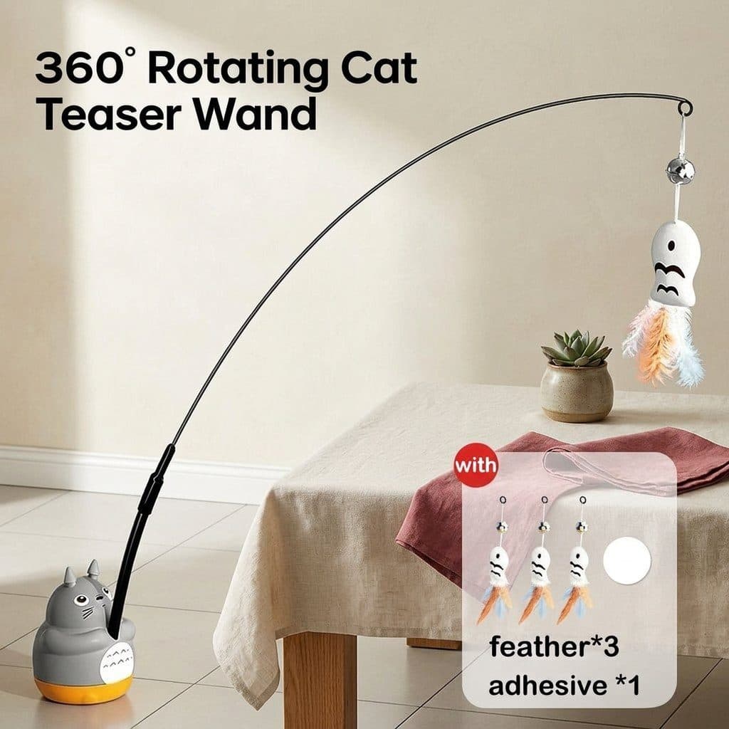 Rotating cat teaser wand, view 3