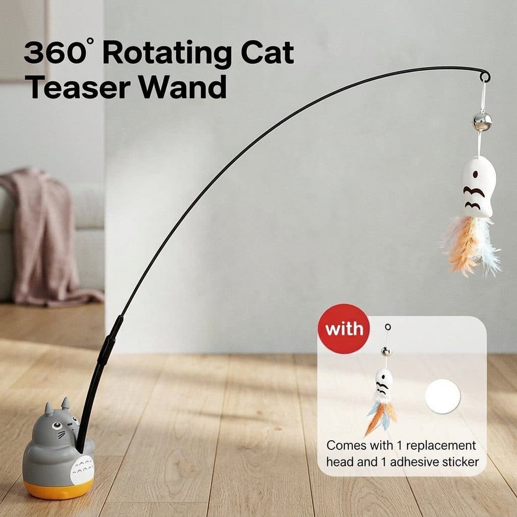 Rotating cat teaser wand, view 2