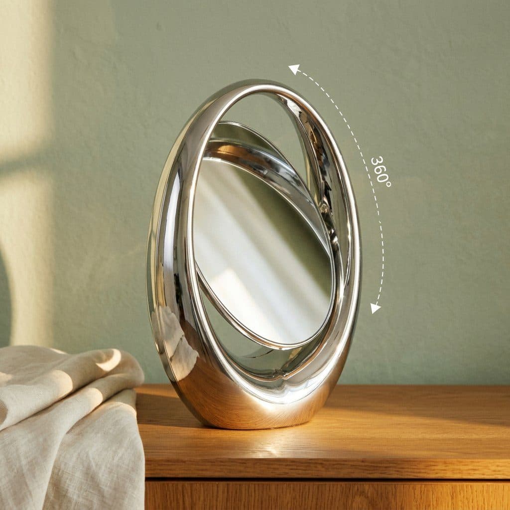 Rotating oval mirror, Silver